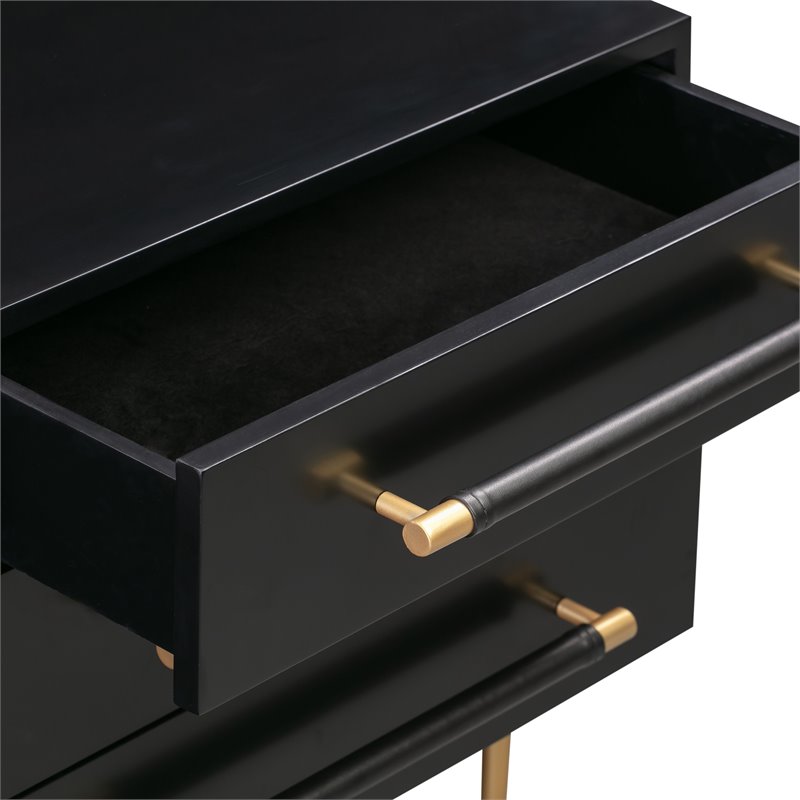 Maklaine Modern Contemporary Black Finish Acacia Wood Nightstand