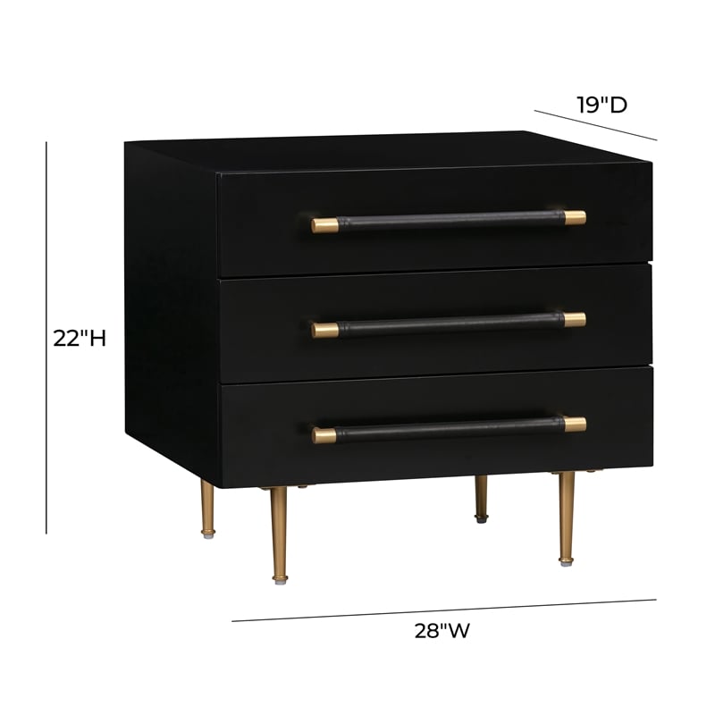 Maklaine Modern Contemporary Black Finish Acacia Wood Nightstand