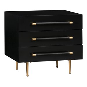 Maklaine Modern Contemporary Black Finish Acacia Wood Nightstand