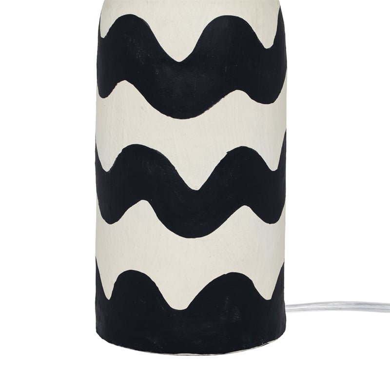 Maklaine Modern Contemporary Black Waves Papier Mache Table Lamp