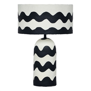 maklaine modern contemporary black waves papier mache table lamp
