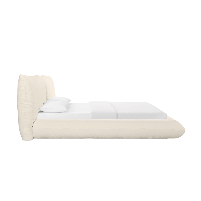 Maklaine Recycled Linen Cream Queen Bed Rectangular Durable Unassembled