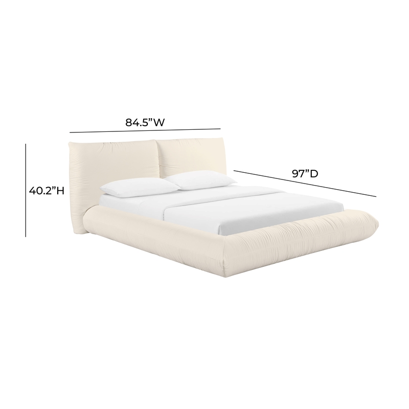 Maklaine Recycled Linen Cream Queen Bed Rectangular Durable Unassembled