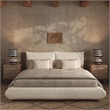 Maklaine Recycled Linen Cream Queen Bed Rectangular Durable Unassembled