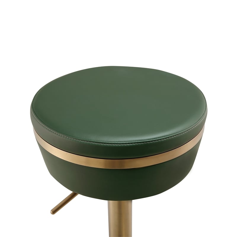 Maklaine Malachite Green and Gold Vegan Leather Adjustable Stool