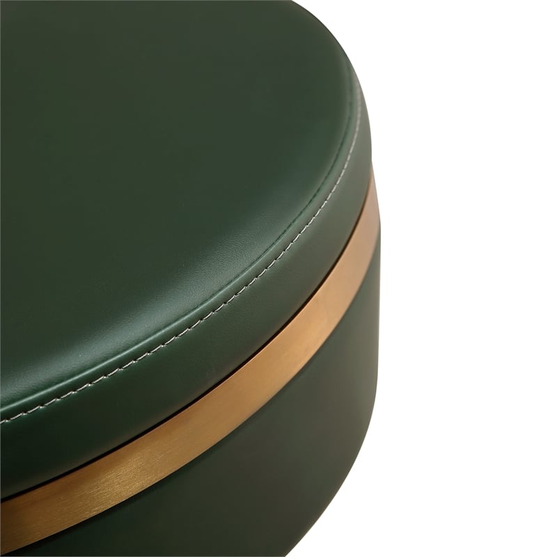 Maklaine Malachite Green and Gold Vegan Leather Adjustable Stool