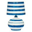 Maklaine Modern Contemporary Blue Striped Papier Mache Table Lamp