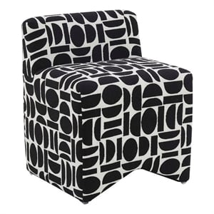 Maklaine Modern Contemporary Black Geometric Jacquard Weave Stool