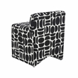 Maklaine Modern Contemporary Black Geometric Jacquard Weave Stool