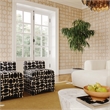 Maklaine Modern Contemporary Black Geometric Jacquard Weave Stool