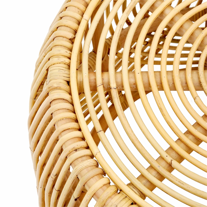 Maklaine Modern Contemporary Natural Rattan Veneer Nesting Tables