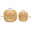 Maklaine Modern Contemporary Natural Rattan Veneer Nesting Tables