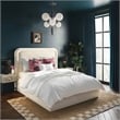 Maklaine Modern Contemporary Cream Velvet Upholstered Bed in King