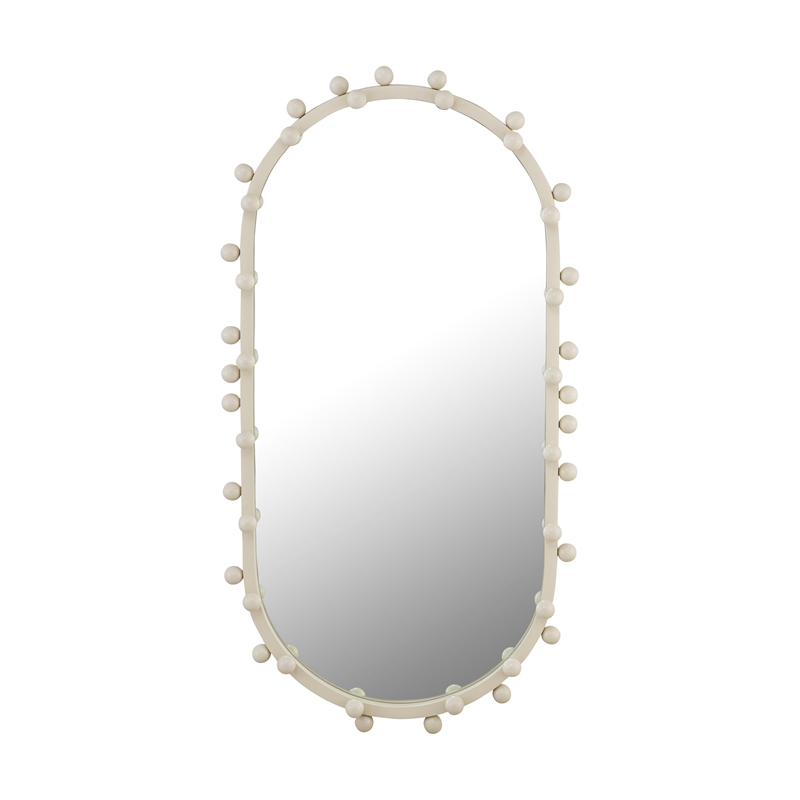 Maklaine Modern Contemporary Bubbles Ivory Large Oval Wall Mirror