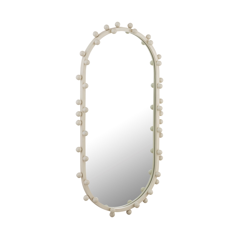 Maklaine Modern Contemporary Bubbles Ivory Large Oval Wall Mirror
