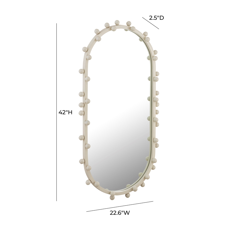 Maklaine Modern Contemporary Bubbles Ivory Large Oval Wall Mirror