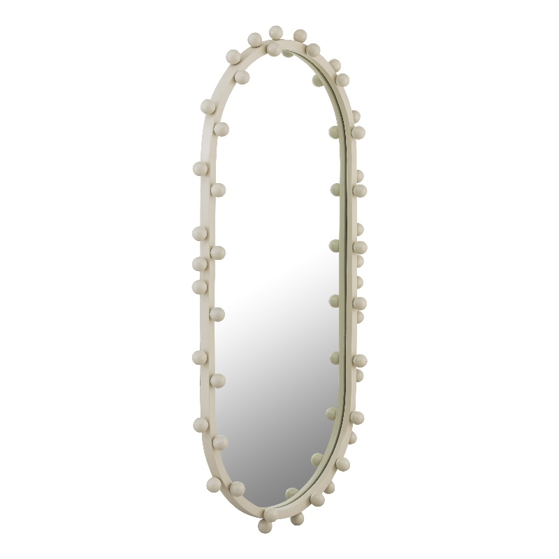 Maklaine Modern Contemporary Bubbles Ivory Large Oval Wall Mirror