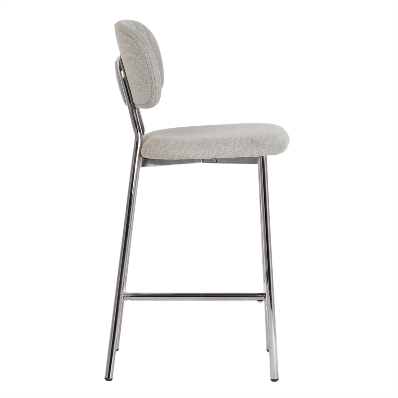 Maklaine Modern Gray Linen Counter Stool (Set of 2) - Silver Legs