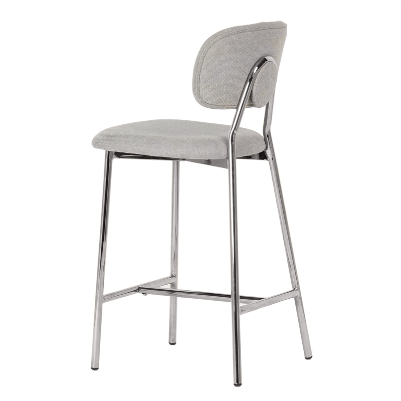 Maklaine Modern Gray Linen Counter Stool (Set of 2) - Silver Legs
