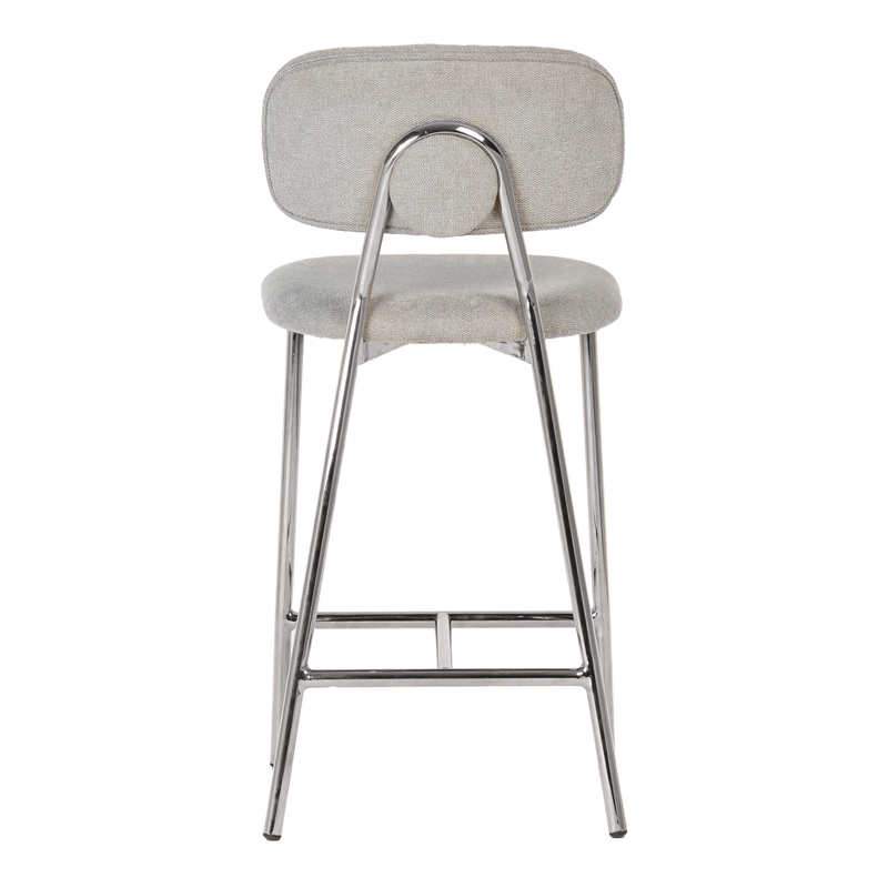 Maklaine Modern Gray Linen Counter Stool (Set of 2) - Silver Legs