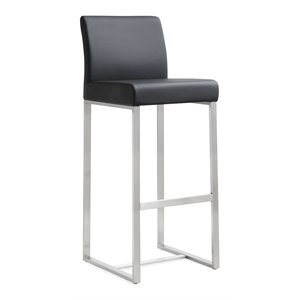 Maklaine 30.7&quot Contemporary Fabric Bar Stools in Black (Set of 2)