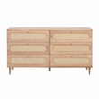 Maklaine Modern Contemporary Cane 6 Drawer Dresser in Brown Finish