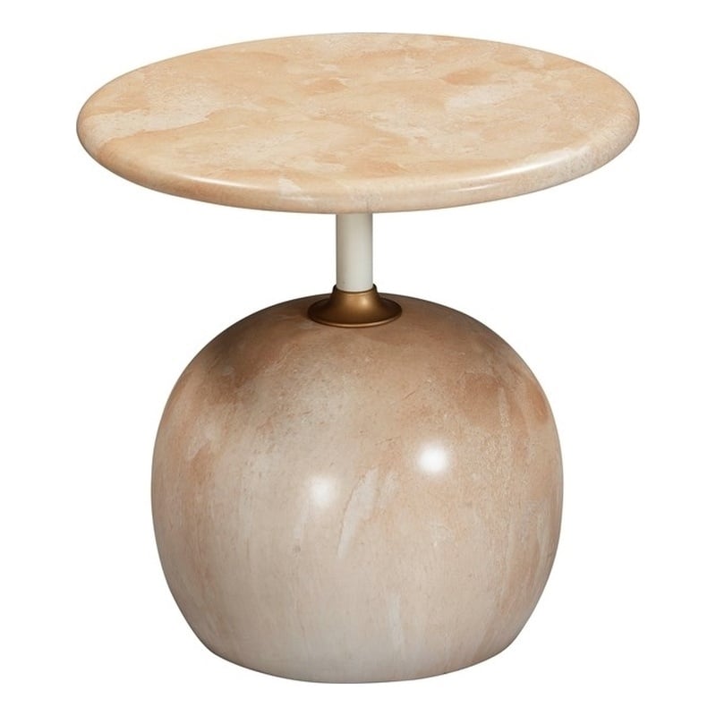 Maklaine Modern Contemporary Faux Marble Side Table in Rose Finish