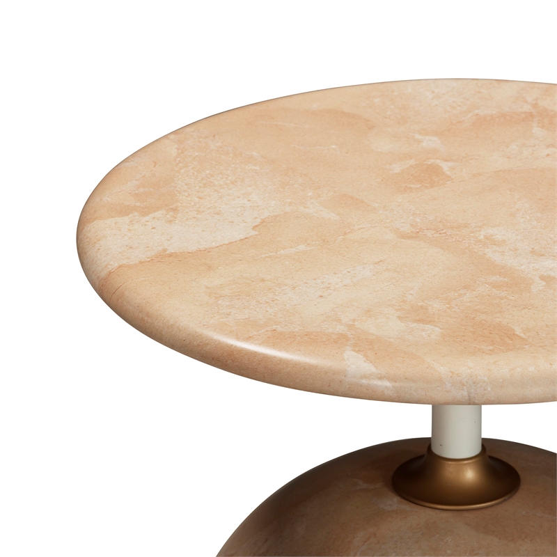 Maklaine Modern Contemporary Faux Marble Side Table in Rose Finish