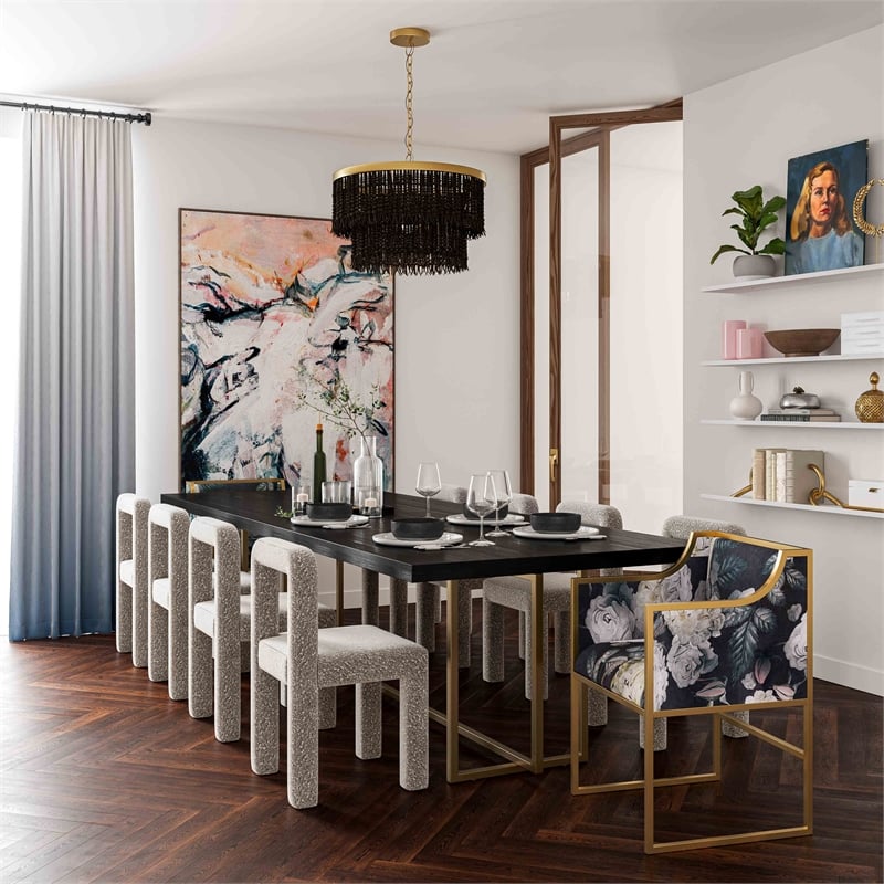 Maklaine Modern Contemporary Hazel Gray Finish Boucle Dining Chair