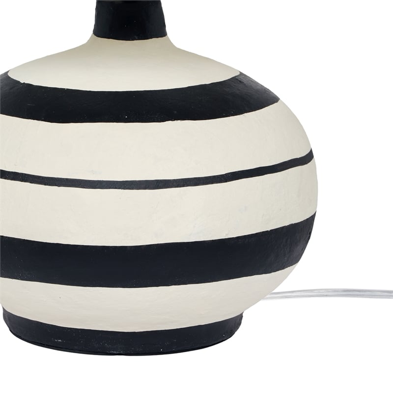 Maklaine Modern Contemporary Black Striped Papier Mache Table Lamp
