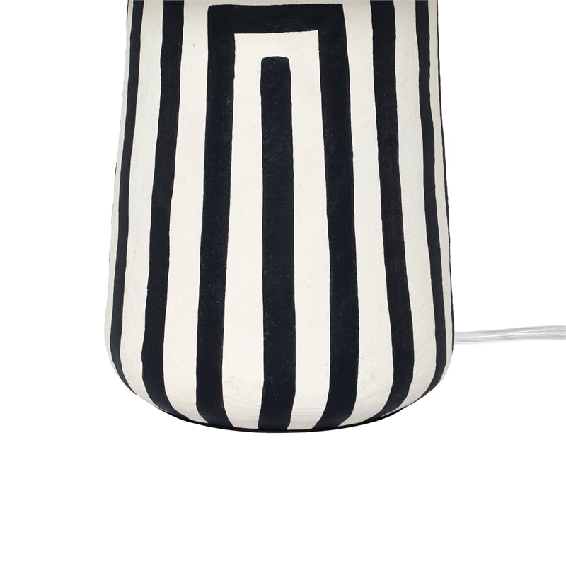 Maklaine Modern Contemporary Black Striped Papier Mache Table Lamp