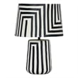 Maklaine Modern Contemporary Black Striped Papier Mache Table Lamp