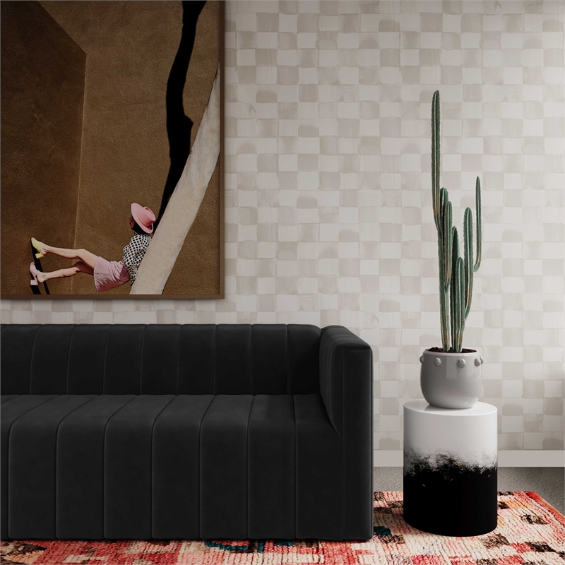 Maklaine Modern Contemporary Black and White Mango Wood Side Table