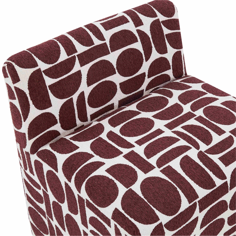 Maklaine Modern Contemporary Merlot Geometric Jacquard Weave Stool