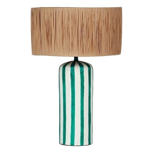 maklaine modern contemporary green striped papier mache table lamp