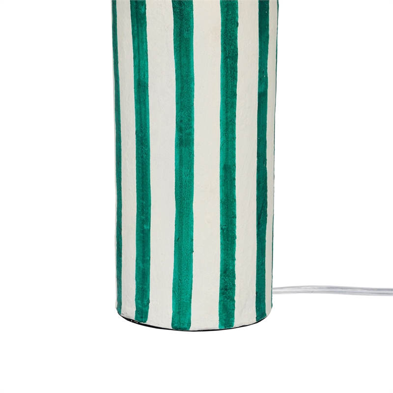 Maklaine Modern Contemporary Green Striped Papier Mache Table Lamp