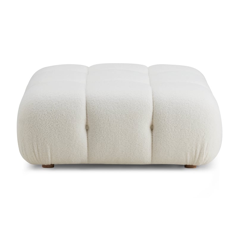 Maklaine Modern Contemporary Cream Vegan Shearling Modular Ottoman