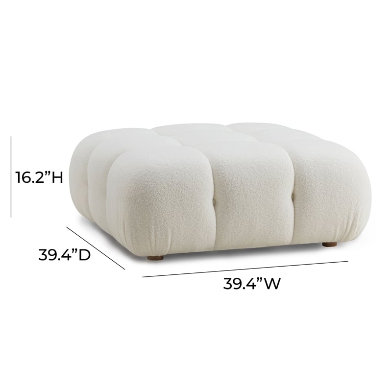 Maklaine Modern Contemporary Cream Vegan Shearling Modular Ottoman