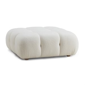 Maklaine Modern Contemporary Cream Vegan Shearling Modular Ottoman