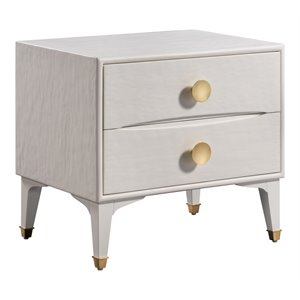 Maklaine Modern 23&quotH Transitional Wood Nightstand in White / Brass