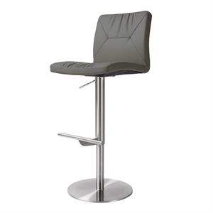 Maklaine Modern Dark Gray Vegan Leather on Silver Adjustable Stool