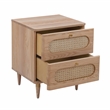 Maklaine Modern Contemporary Cane Wood Nightstand in Natural Finish