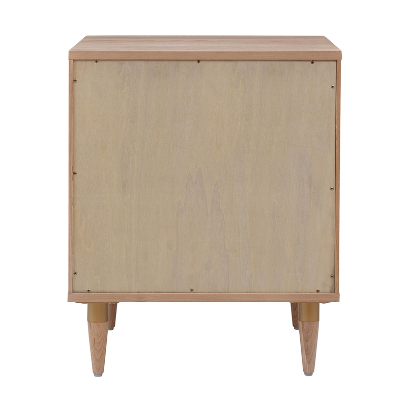 Maklaine Modern Contemporary Cane Wood Nightstand in Natural Finish