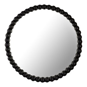 Maklaine 30&quotH Transitional Wood & Glass Decor Accent Mirror in Black