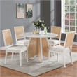 Maklaine Contemporary Solid Wood White Finish Natural Cane Dining Table