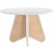 Maklaine Contemporary Solid Wood White Finish Natural Cane Dining Table