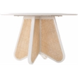 Maklaine Contemporary Solid Wood White Finish Natural Cane Dining Table