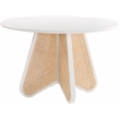 Maklaine Contemporary Solid Wood White Finish Natural Cane Dining Table