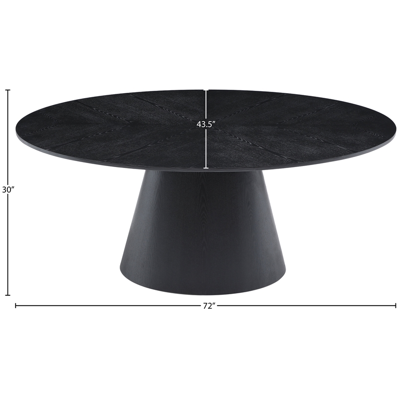 Maklaine Contemporary Black Oval Oak Wood Veneer Dining Table