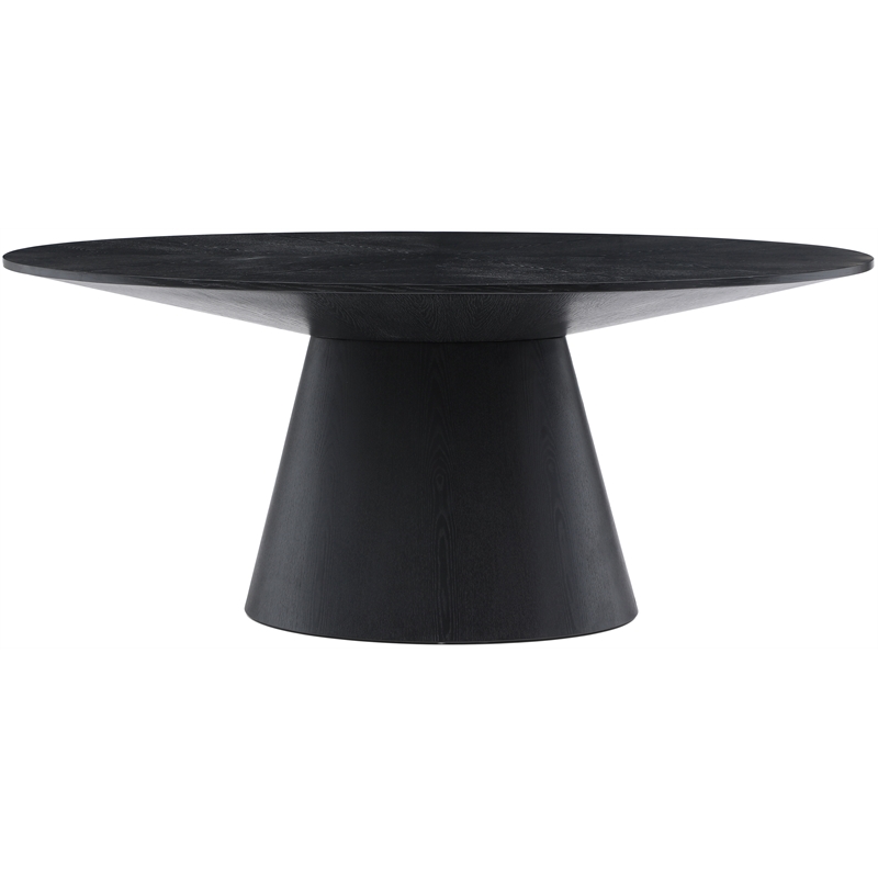 Maklaine Contemporary Black Oval Oak Wood Veneer Dining Table